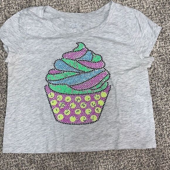 Justice Purple Green Cupcake Crop Top - Size 12 - Picture 1 of 4